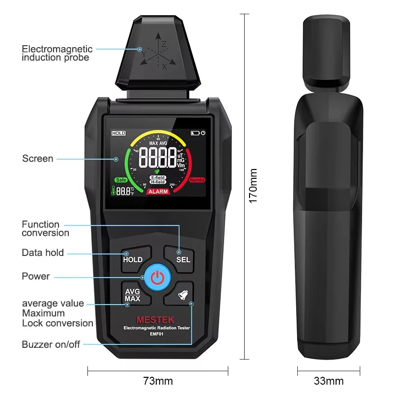 Digital EMF Meter – Electric & Magnetic Field Detector