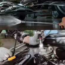LED magnetic pick-up tool used in an engine bay