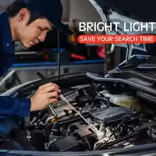 LED magnetic pick-up tool with flexible shaft and ergonomic handle